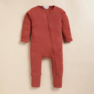Premium Quality Bamboo Elastane Zip Romper - Picante - Product Image 1