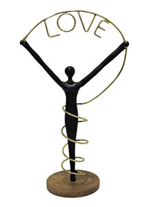 Sculpture moderne en aluminium doré, figurine humaine abstraite avec détails en fil spiralé, cadeau romantique décoratif pour anniversaire, art - Product Image 2