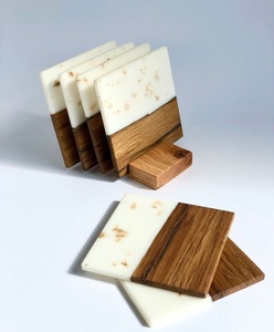 Creative Design Wooden <b>Coaster</b> Set With Resin Design Non Slip Drinkware <b>Heat</b> Resistant Mats & Pads Table Decoration Placemat - Product Image 1