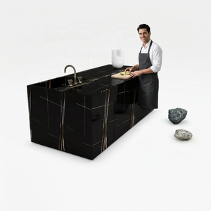 Dalles de carrelage en porcelaine marbrée blanc or Vistaar 120x240cm, résistantes aux acides, antibactériennes, antidérapantes, pour extérieur, cuisine et salle de bain - Product Image 2
