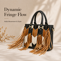Bolso tote con flecos de cuero y pelo |   Bolso de hombro para mujer, estilo patchwork, de piel de vaca, elegante |   Bolsa de Transporte Grande, Calidad de Exportación India