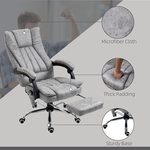 Sedia da Ufficio Direzionale in Microfibra con Funzione Massaggio, Schienale Alto, Riscaldamento e Poggiapiedi Retrattile per Casa e Ufficio - Product Image 4