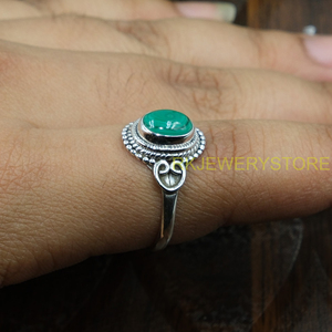 Bague en malachite naturelle, argent sterling 925, faite à la main, bijoux vintage de créateur, bague en pierre verte pour femmes, vente en gros - Product Image 3