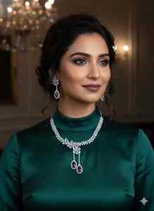 Conjunto de collar de latón de primera calidad con acabado en oro antiguo para mujeres, ideal para fiestas y funciones tradicionales, disponible para la venta. - Product Image 4