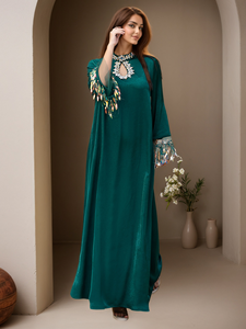 Robe Abaya Modeste Personnalisée de Dubaï, Broderie, Longueur Cheville, Col en V, Collection Printemps, Matière Polyester, OEM/ODM Disponible - Product Image 4