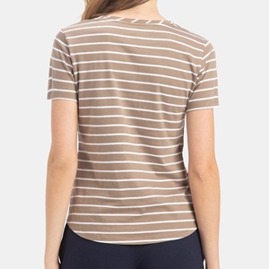 Camiseta de Verano de Alta Calidad para Mujer, Personalizada, Cuello Redondo, Transpirable, con Rayas, Hecha en BD - Product Image 3