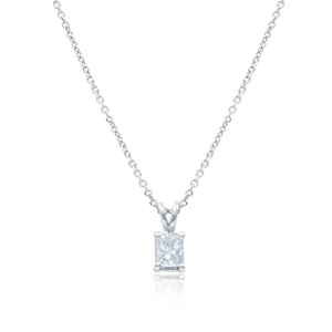 Pendentif solitaire en diamant taille radiant de 0,50 carat, plaqué rhodium, or 14 carats - Product Image 3