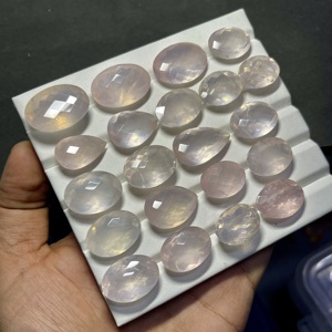 พลอยโรสควอตซ์ทรงรีธรรมชาติ ขัดเงาสีรุ้ง สำหรับทำเครื่องประดับ - Product Image 3