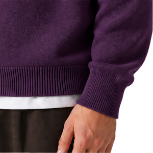 Men Purple Quarter Zip <b>Jumper</b> Knitted Sweater Stand Collar Long Sleeve Pullover Casual Winter Warm Soft Knitwear Premium <b>Fit</b> Top - Product Image 6