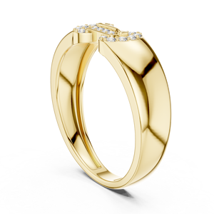 Luxury Diamond Buckle <b>Ring</b> for Men Yellow Gold Finish <b>Iced</b> Out Statement Band Wedding Jewelry Gift Style - Product Image 2