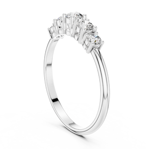 Round Cut Moissanite <b>Solitaire</b> Five Stone Engagement <b>Ring</b> in Sterling <b>Silver</b> - Product Image 3