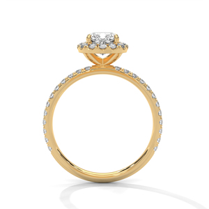High Quality Exquisite Design Cluster <b>Ring</b> With <b>Cushion</b> Cut Lab Grown Diamond GRA Certified Handcrafted 14k Yellow Gold <b>Ring</b> - Product Image 4