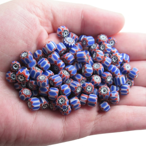 Perles de verre faites à la main à rayures chevron, style africain, multicouches, ethniques, pour la fabrication de bijoux - Product Image 1