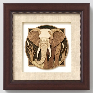 Majestic African <b>Elephant</b> Handcrafted Wooden Veneer Wall Art | Premium Layered Wood Inlay | Rustic Wildlife Home <b>Decor</b> Gift - Product Image 1