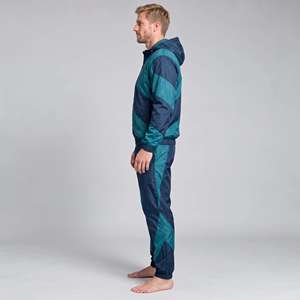 Ensemble de jogging pour homme, coupe sportive légère en polyester, avec blocs de couleur, capuche, manches longues, fermeture éclair et poches latérales - Product Image 5