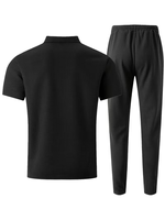 Ensemble Polo et Pantalon Vintage Respirant Personnalisable pour Homme – Couleurs Unies, Tricoté 100% Coton, Manches Courtes, Idéal Été