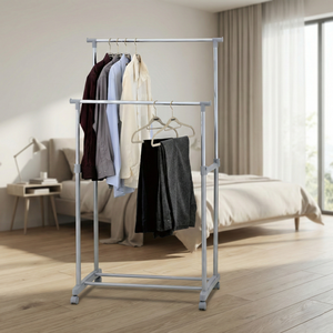 Porte-vêtements réglable à 2 niveaux pratique du fabricant de meubles de maison de Taiwan pour le stockage à un niveau de salon de chambre à coucher - Product Image 2