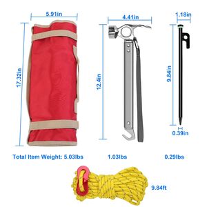 <b>Camping</b> Hammer Tent Stakes & 9.84FT Reflective Ropes Kit Accessories for Hiking Canopy Tent Pegs Mallets for Outdoor Adventures - Product Image 6