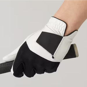 Guante de golf de cuero PU en blanco y negro, antideslizante, para mano derecha, unisex, deportivo. - Product Image 4