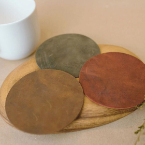Elegant Genuine Leather Coasters Set for Tea Cup Heat Resistant <b>Table</b> <b>Mat</b> Handmade Cowhide Accessories Bulk GLC-0040 - Product Image 4