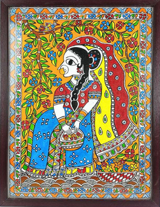 Obra de Arte Tradicional Mithila Madhubani, Pintura Folclórica Metálica 3D Hecha a Mano de Jharkhand, Decoración para el Hogar - Product Image 2