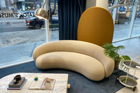 Luxuriöses Wohnzimmer-Sofa, Stoffbezogen, Geschwungene Halbmond-Lounge, Modernes Sofa