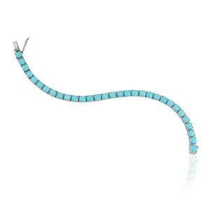 Bracelet tennis unisexe en argent sterling 925 avec pierre turquoise cabochon ronde naturelle Prince pour usage quotidien - Product Image 6
