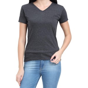 T-shirt décontracté tendance pour femme, col rond, personnalisable pour la vente en gros, avec appliques, en coton biologique, tissu doux - Product Image 5