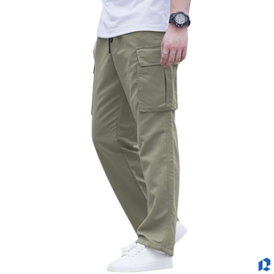 Pantalones Cargo Rectos Ligeros para Hombre, Duraderos, Ecológicos, Transpirables, Casuales, de Estilo Urbano, en Poliéster/Algodón Oscuro, Personalizables - Product Image 6
