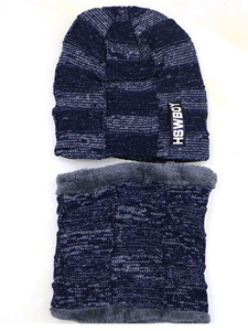 Unisex Acrylic Knit Beanie Scarf Set Star Pattern Winter Balaclava Hat <b>Neck</b> <b>Gaiter</b> for Outdoor Travel - Product Image 5