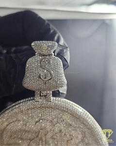 Handmade <b>Initial</b> Pendant With Lab Grown Diamond 925 Sterling <b>Silver</b> Iced Out Streetwear Jewelry <b>Necklace</b> - Product Image 4