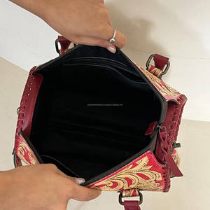 Sac de voyage unisexe en cuir rose gaufré floral, sac polochon moyen, sac à bandoulière, sac à main Speedy pour femme – Vente chaude - Product Image 6