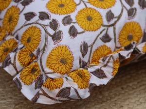 Fundas de Almohada de Algodón con Volantes y Estampado Floral Amarillo, 100% Algodón, Funda de Cojín con Bloques de Color Hechos a Mano, Cojín Estampado Bohemio con Volantes - Product Image 6