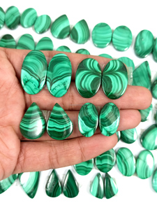 Par de cabujones de malaquita natural, venta al por mayor, curación a granel, Parte posterior plana, suave, semipreciosa, venta al por mayor, piedras preciosas sueltas - Product Image 6