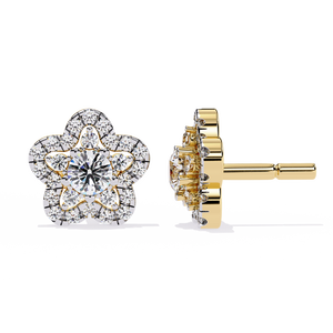 Boucles d'oreilles en diamant rond de haute qualité, cultivées en laboratoire, certifiées IGI, couleur D E F, pureté VVS VS, or, or rose, or blanc, argent - Product Image 3