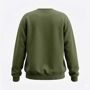 เสื้อสเวตเชิ้ตผู้หญิงทรงบ็อกซี่ คอวี ผ้าคอตตอนถักหนา 500gsm สีเขียวมะกอก รุ่นใหม่ล่าสุด สำหรับฤดูหนาว ไม่หดตัว สไตล์ลำลอง สตรีทแวร์ - Product Image 6