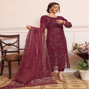 Bin Hameed diseñador mujer gasa bordada 3 piezas Salwar Kameez estilo indio y pakistaní ropa de fiesta de boda volumen Zabeen - Product Image 2