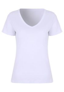 Camiseta de Cuello en V para Mujer Talla Grande, 100% Algodón, Lisa, Informal, de Manga Corta, Personalizada con Estampado, Top de Verano - Product Image 1
