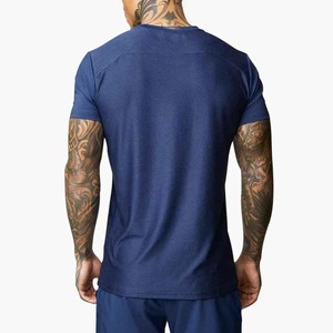 Men's Gray Henley <b>Collar</b> <b>T</b>-<b>Shirt</b> Solid Color Casual Knitted Cotton Summer Wear - Product Image 5