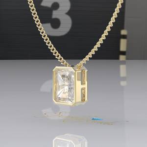 Radiant Cut Moissanite Pendant, Solid Gold Certified Radiant Lab Grown Diamond Pendant Necklace, Radiant Cut Diamond Pendant - Product Image 2