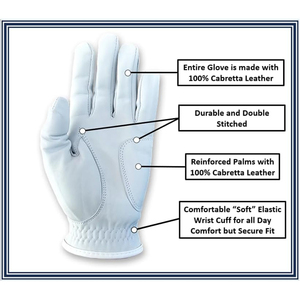 Gants de golf unisexes blancs et roses de qualité supérieure, logo personnalisé, cuir Cabretta respirant, marqueur de balle magnétique, OEM, antidérapants, pour le sport - Product Image 2