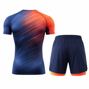Ensemble de t-shirt de course et short de sport pour homme, vêtements de sport, entraînement physique, gym, tenue de sport, léger, séchage rapide, maille respirante - Product Image 2
