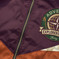 Chaqueta Bomber Vintage para Hombre Adventure Explorers & Co, con Bloques de Color, Estampado de Mapa, Cierre de Cremallera, Cuello Alto, Poliéster, Resistente al Viento