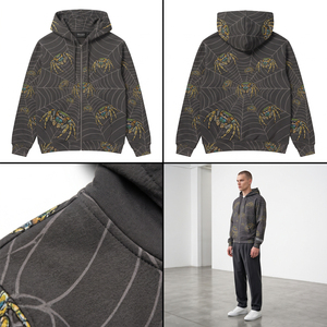 En gros, Survêtement unisexe avec sweat à capuche oversize en polaire respirante à sublimation numérique, couleur dégradée rétro, 65% Hiver - Product Image 5