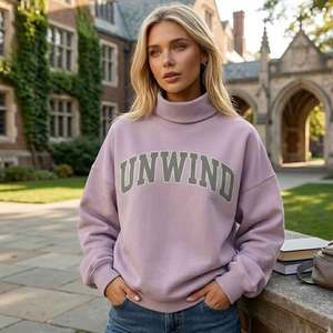 <b>Top</b> Design Women Pullover <b>Mock</b> <b>Neck</b> Autumn Casual Terry Embroidered Customizable Sweatshirt With Front Logo - Product Image 1