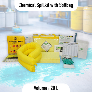 SABER Eco-Friendly Chemical Spill Response Kit 20L Absorbent <b>Pads</b> Bags Gloves Safety Glasses Lab Factory Use - Product Image 2