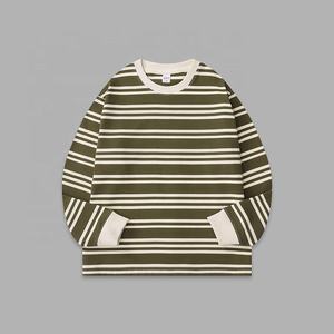 Camiseta de Manga Larga con Cuello Redondo y Rayas Unisex de 280 g/m², 95 % Algodón, 5 % Elastano, para Hombre, Venta al por Mayor OEM, Camiseta Informal de Calle para Mujer - Product Image 5