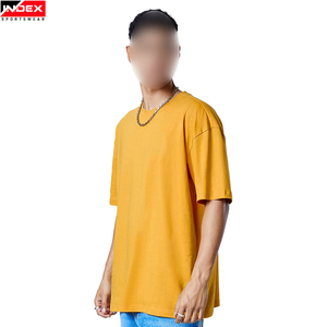 T-shirt Homme INDEX Jaune Oversize à Manches Courtes Col Rond en Coton Jersey Couleur Unie Respirant Coupe Décontractée - Product Image 3