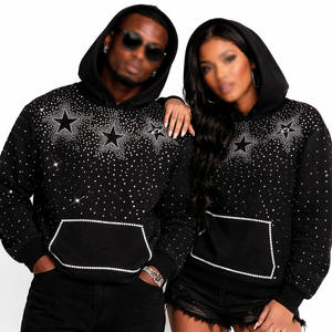 Luxury Rhinestone Star Hoodie High Quality Y2K Streetwear <b>Sparkly</b> Crystal Pullover Unisex Black Bling Hooded Sweatshirt Hip Hop - Product Image 3