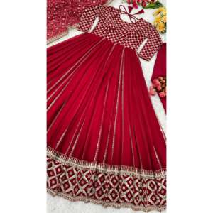 Ensemble de vêtements de fête de créateur, haut, bas et dupatta en taille 2XL, look élégant - Product Image 3